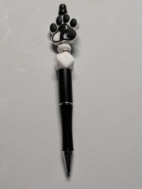 Hand Crafted Black and White Paw Print Decorative Ballpoint Pen